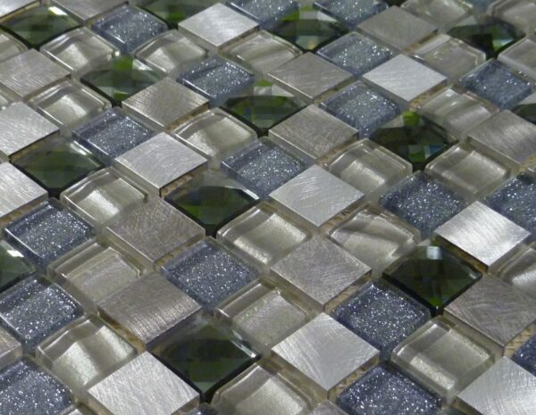 grecain mosaic tiles in silver