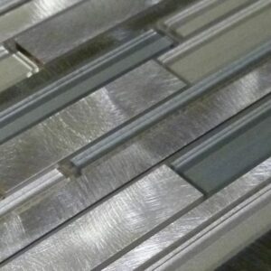 metallic silver linear tile