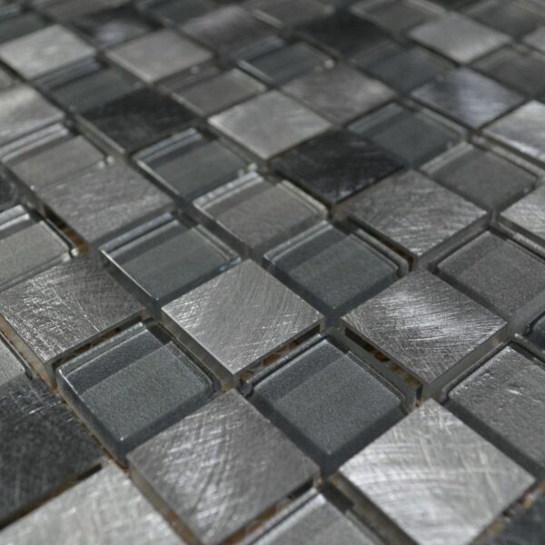 metallic silver mosaic tiles